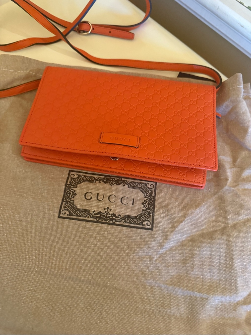 Gucci Orange Embossed GG Leather Crossbody